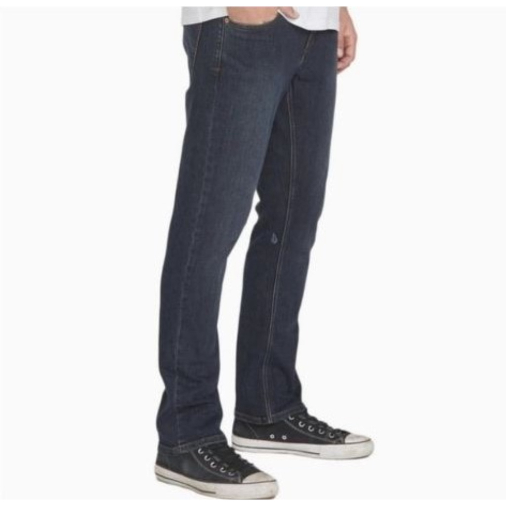 Men's Distressed Volcom Slim Straight Skater Jeans Waist 34x30 Blue